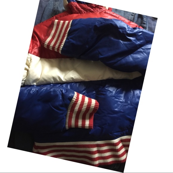 Down Winter Snow or Ski Diesel Puffer Parka Red Blue White Jacket Cool 😎 Style - Picture 9 of 9